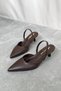 Women's Menson Thin Short Heeled Shoes - Brown-Leather - 2