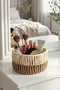 Solora Organizer Handmade Natural Paper Rope Closet - Bathroom - Kitchen Organizer Basket Metal 20X10 cm - 2