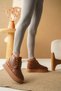 Women's Pastor Fur Short Boots - Tan-Leather - 4