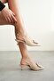 Women's Tesla Short Heeled Bow Tie Shoes - Tan Patent Leather - 3