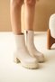 Women's Minella Platform Heeled Boots - Nude Leather - 5