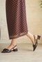 Women's Trom Bowtie Detail Short Heeled Shoes - Brown-Patent Leather - 4