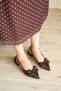 Women's Trom Bowtie Detail Short Heeled Shoes - Brown-Patent Leather - 3