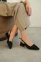 Women’s Mely Buckled Low-Heeled Shoes - Black Suede - 2