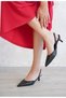 Women's Menson Thin Short Heeled Shoes - Black-Leather - 2