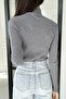Unisex Gray Premium Cotton Turtleneck Camisole Ribbed Slimfit Turtleneck Sweater - 3