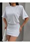 Crew Neck Mini Dress with Waist Tie - 3