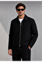 Men's Black Viral Zr Model Old Money Culture, Zippered, Cashmere Jacket