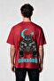 Oversized Sky Wolf Moon Starry Wolf Printed Gym Fitness T-Shirt - Large Print - Wide Cut