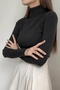 Unisex Black Cotton Turtleneck Camisole Slimfit Turtleneck Sweater - 2