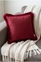 Burgundy Floor, Burgundy Tasseled 43X43Cm 1 Piece Square Throw Pillow Cover