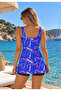 Strappy Patterned Shorts Swimsuit Brush - 2