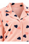 Women's Milan Fabric Puppy Mouth Heart Pattern Shirt Collar Button-Through Long Sleeve Winter Pajamas Set - 4