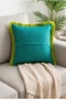 Green Background, Green Tassels 43X43Cm 1 Piece Square Throw Pillow Cover - 3