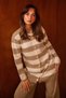 Women's Crew Neck Front Buttoned Striped Patterned 2-Piece Knitwear Hijab Set 8412 - 7