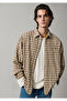 Beige Plaid Shirt Loose Fit / Relaxed Fit 0220430-A7589 - 3