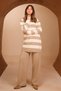 Women's Crew Neck Front Buttoned Striped Patterned 2-Piece Knitwear Hijab Set 8412