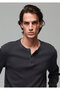 Half Button Long Sleeve Anthracite T-Shirt Slim Fit / Narrow Cut 0620261-82908 - 2