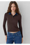 Brown Polo T-Shirt Fitted / Bodycon Cut 1614190-70220 - 2