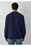 Crew Neck Navy Blue Basic Sweatshirt 0S10457-70497 - 5