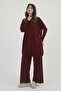 Women's Half Turtleneck Ribbed Detailed Basic 2-Piece Knitwear Hijab Set 8611 - 7