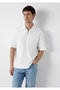 Ecru Polo Collar T-Shirt Loose Fit / Comfortable Loose Cut 0211978-70057 - 2