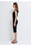 Collar Detailed V-Neck Black T-Shirt Fitted / Bodycon Cut 1614390-900 - 5