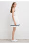 Square Collar White Dress with Piping Detail 1310929-70057 - 6