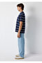 Striped Navy Blue T-Shirt Loose Fit / Relaxed Comfortable Cut 0613500-70490 - 4