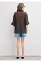 Hole Detailed Transparent Brown Shirt Loose Fit / Relaxed Fit 1614246-70251 - 4
