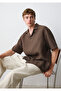 Short Sleeve Brown Linen Shirt Loose Fit / Relaxed Fit 0211962-71603 - 4