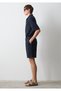 Linen Blend Navy Blue Chino Shorts 0410345-86623 - 5