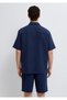 Short Sleeve Navy Blue Muslin Shirt Regular Fit / Normal Cut 0211532-70497 - 5