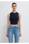 Navy Blue Crop Athlete Crop / Short Cut 1613982-70497 - 4