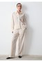 Embroidery Detailed Ecru Trousers 1011191-70060