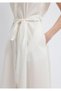 Lace-Up Ecru Midi Dress 1310871-70057 - 7