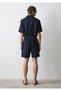 Linen Blend Navy Blue Chino Shorts 0410345-86623 - 4