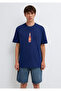 Sauce Bottle Printed Navy Blue T-Shirt Loose Fit / Comfortable Cut 0613382-70491 - 3
