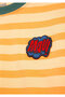 Patch Detailed Striped Orange T-Shirt Loose Fit / Comfortable Fit 6610467-89144 - 4