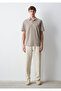 Linen Blend Brown Polo T-Shirt Loose Fit / Relaxed Comfortable Cut 0613341-70352 - 3