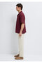 Short Sleeve Burgundy Linen Shirt Loose Fit / Relaxed Fit 0211962-70426 - 4
