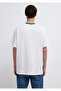 Logo Printed White T-Shirt with Piping Detail Loose Fit / Comfortable Loose Cut 0613557-620 - 6