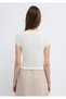 Ecru Basic Crop T-Shirt Fitted / Body-Fitting Cut 1613942-70057 - 5
