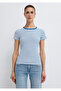 Striped Piping Detailed T-Shirt Fitted / Bodycon Cut 1613928-91505 - 3