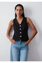 Black Linen Vest Slim Fit / Narrow Cut 1110843-900 - 2