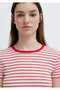 Striped Red T-Shirt Fitted / Bodycon Cut 1613928-89387 - 6