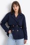 Apolet Detailed Lined Navy Blue Short Trench Coat - 2