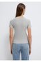 Half Buttoned Gray Basic T-Shirt Fitted / Bodycon Cut 1613806-83096 - 6