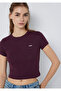 Logo Printed Purple Crop T-Shirt Crop / Short Cut 1613848-70434 - 2