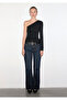 One-Shoulder Black Long Sleeve T-Shirt Fitted / Bodycon Cut 1614034-900 - 5